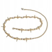 Pasek ozdobny złote Ważki do sukienki z koralikami