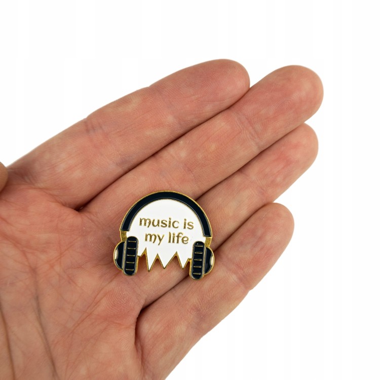 PINETS Przypinka Słuchawki Music Is My Life Muzyka