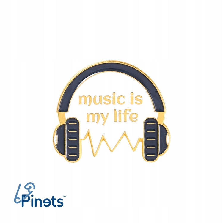 PINETS Przypinka Słuchawki Music Is My Life Muzyka
