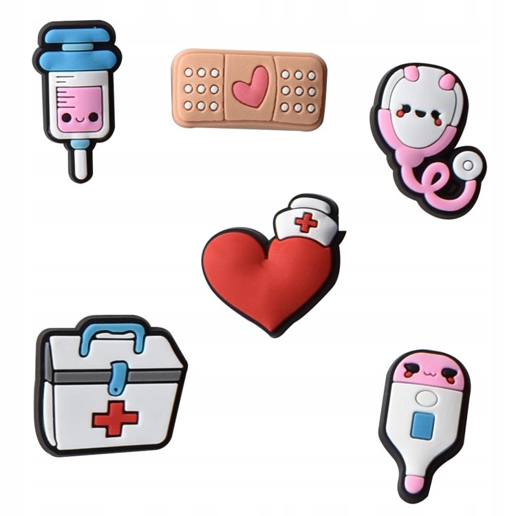 Przypinki medyczne do Crocs 6 szt Jibbitz wpinki