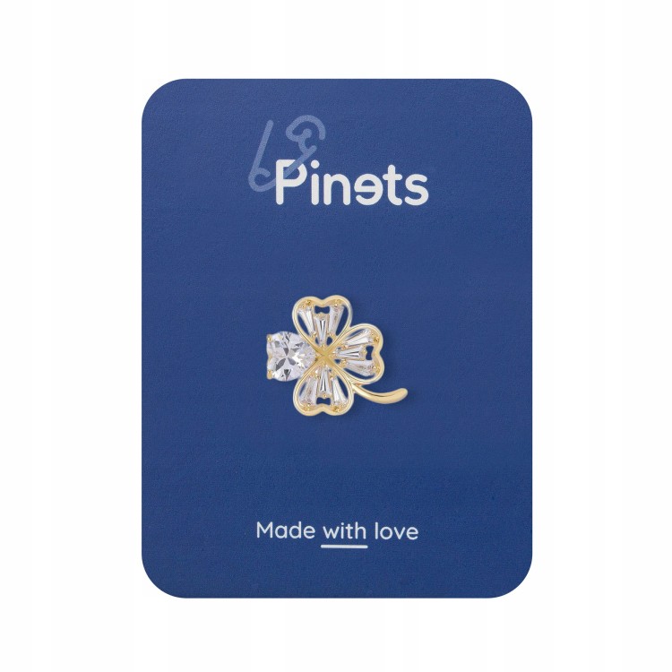 PINETS Koniczynka pozłacana Przypinka na szczęście