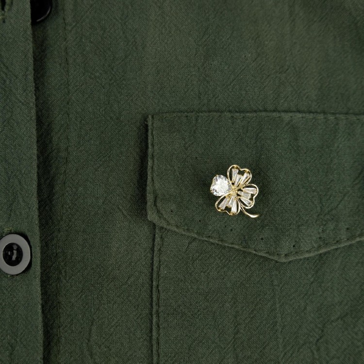 PINETS Koniczynka pozłacana Przypinka na szczęście