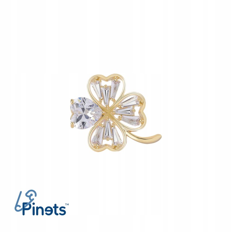 PINETS Koniczynka pozłacana Przypinka na szczęście