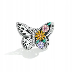 Fraise Charms Beads srebro S925 motylek z kwiatami