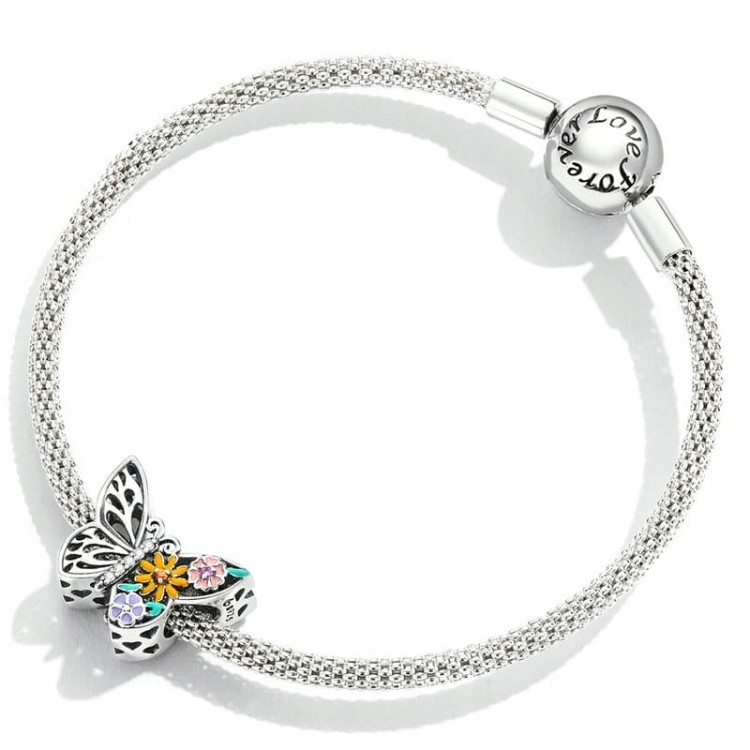 Fraise Charms Beads srebro S925 motylek z kwiatami