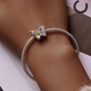 Fraise Charms Beads srebro S925 motylek z kwiatami