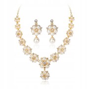 Złota Kolia zestaw z perłami naszyjnik i kolczyki