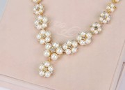 Złota Kolia zestaw z perłami naszyjnik i kolczyki