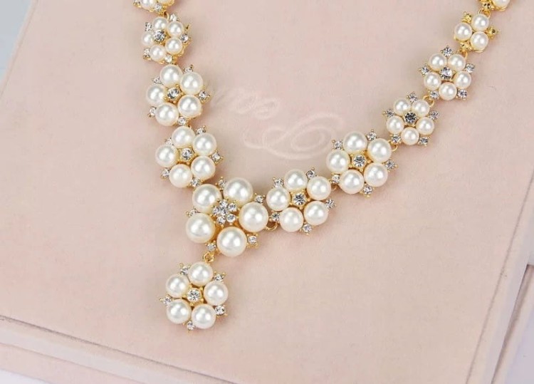 Złota Kolia zestaw z perłami naszyjnik i kolczyki