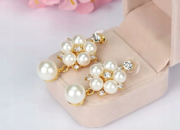 Złota Kolia zestaw z perłami naszyjnik i kolczyki