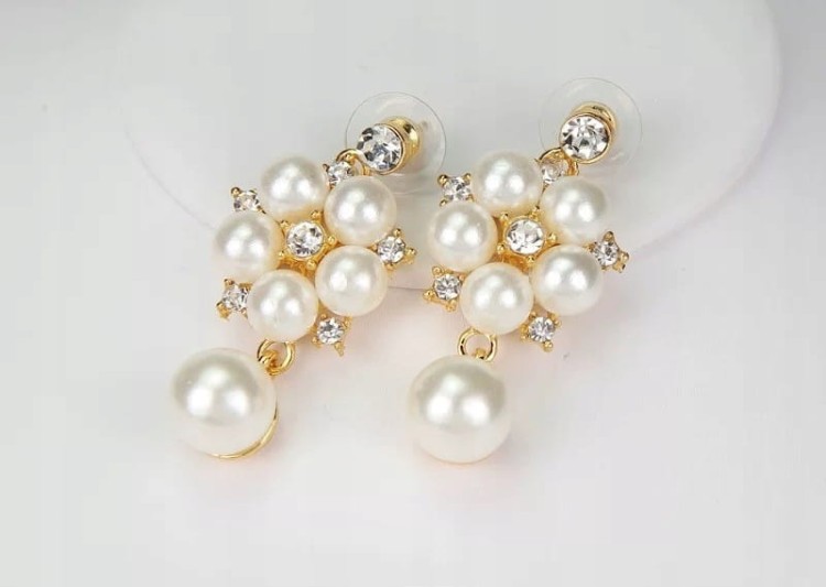 Złota Kolia zestaw z perłami naszyjnik i kolczyki