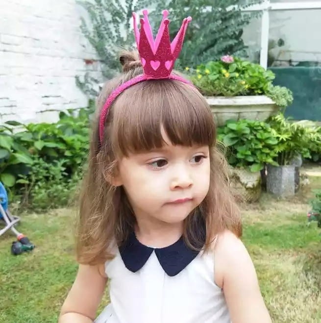 Opaska dla dziewczynki korona różowa brokatowa
