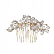 Grzebyk ozdoba z cyrkoniami do włosów ślub złoty