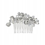 Grzebyk ozdoba z cyrkoniami do włosów ślub srebrny