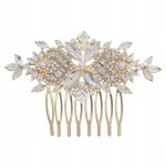 Grzebień z cyrkoniami grzebyk ozdoba ślub złota