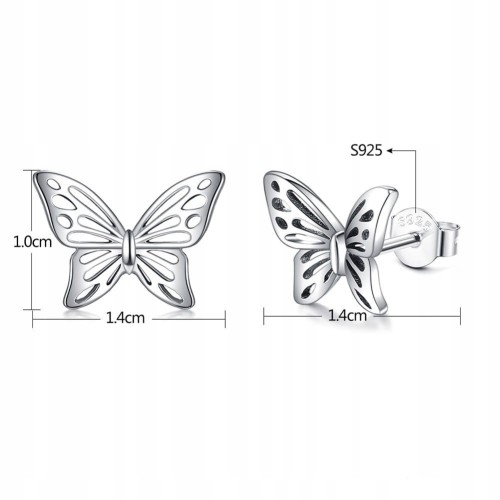 Fraise kolczyki srebrne S925 Motyle