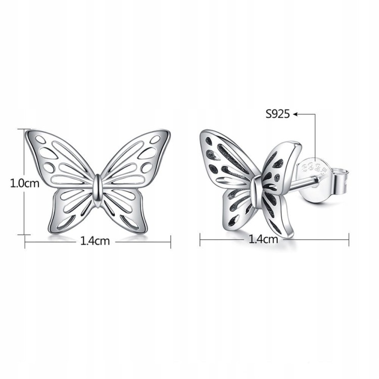 Fraise kolczyki srebrne S925 Motyle
