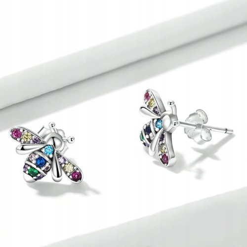 Fraise kolczyki Pszczółki Srebro S925 z cyrkoniami