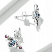 Fraise kolczyki Pszczółki Srebro S925 z cyrkoniami