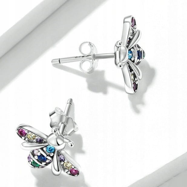 Fraise kolczyki Pszczółki Srebro S925 z cyrkoniami