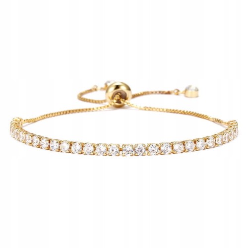 Bransoletka złota elegancka z cyrkoniami ślubna