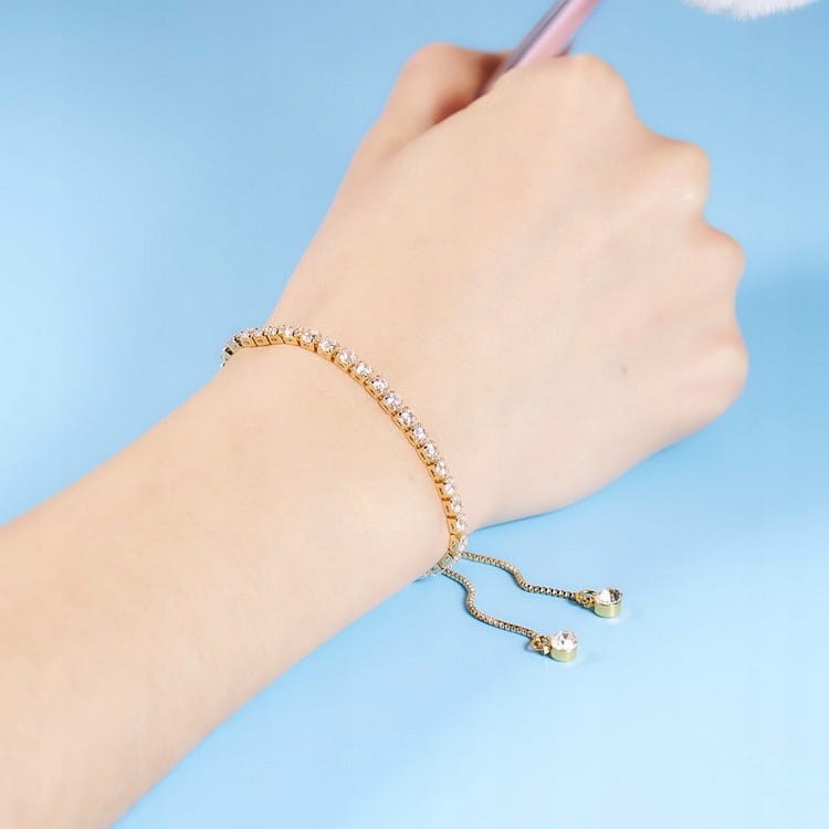 Bransoletka złota elegancka z cyrkoniami ślubna