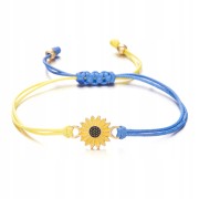 Bransoletka słonecznik żółto niebieska na sznurku