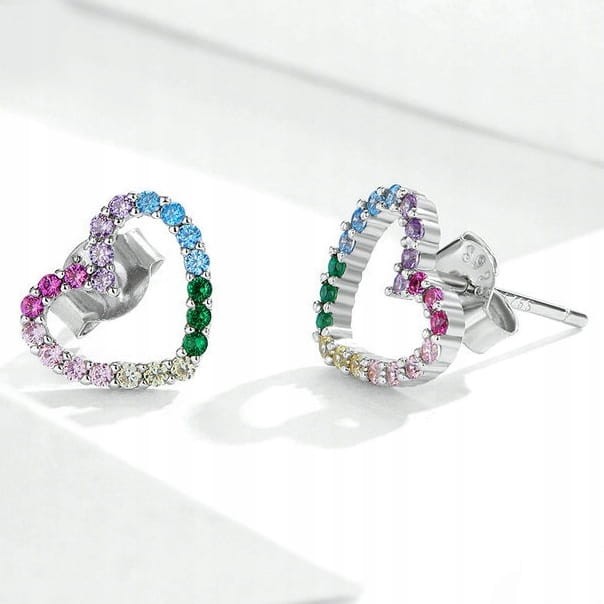 Fraise kolczyki serduszka Srebro S925 z cyrkoniami