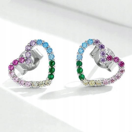 Fraise kolczyki serduszka Srebro S925 z cyrkoniami