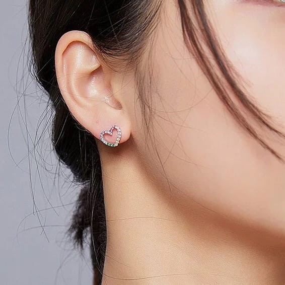 Fraise kolczyki serduszka Srebro S925 z cyrkoniami