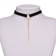 Choker zamszowy czarny ze złotymi dodatkami