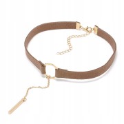 Choker zamszowy brązowy ze złotymi dodatkami