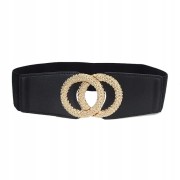 Szeroki pasek do sukienki tuniki czarny ozdobny