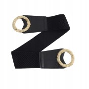 Szeroki pasek do sukienki tuniki czarny ozdobny