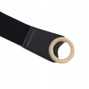 Szeroki pasek do sukienki tuniki czarny ozdobny