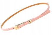 Pasek do spodni sukienki wąski różowy złota klamra