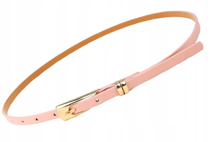 Pasek do spodni sukienki wąski różowy złota klamra