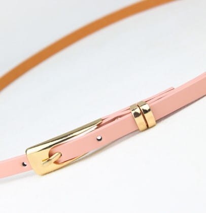 Pasek do spodni sukienki wąski różowy złota klamra