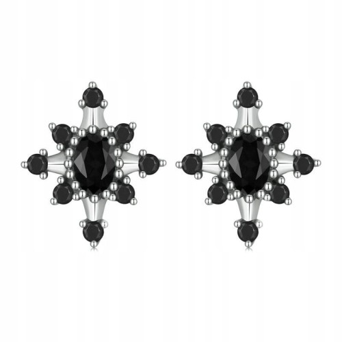 Fraise kolczyki Gotyckie gwiazdy czarne S925