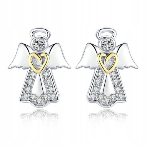 Fraise kolczyki srebrne S925 Aniołki z serduszkiem