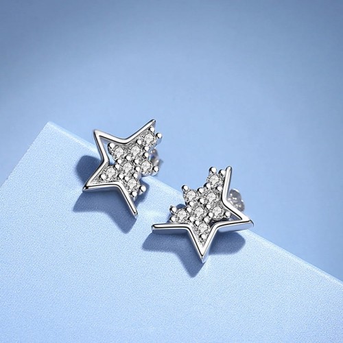 Fraise kolczyki srebrne S925 Gwiazdki z cyrkoniami