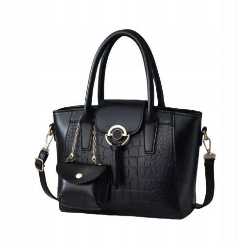 Torebka czarna ekoskóra kuferek z portmonetką