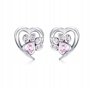 Fraise kolczyki srebro S925 łapki z cyrkoniami róż