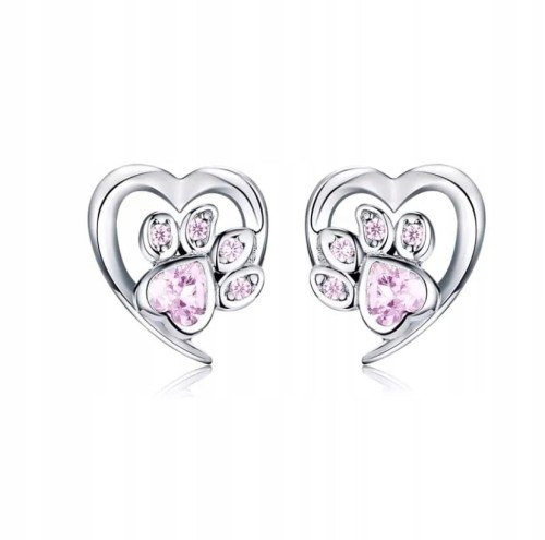 Fraise kolczyki srebro S925 łapki z cyrkoniami róż