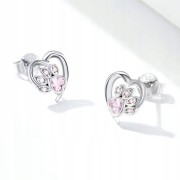 Fraise kolczyki srebro S925 łapki z cyrkoniami róż