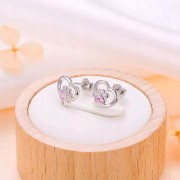 Fraise kolczyki srebro S925 łapki z cyrkoniami róż