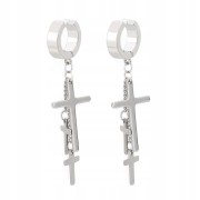 Kolczyki długie krzyże srebrne wiszące łańcuszki