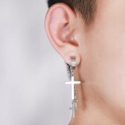 Kolczyki długie krzyże srebrne wiszące łańcuszki