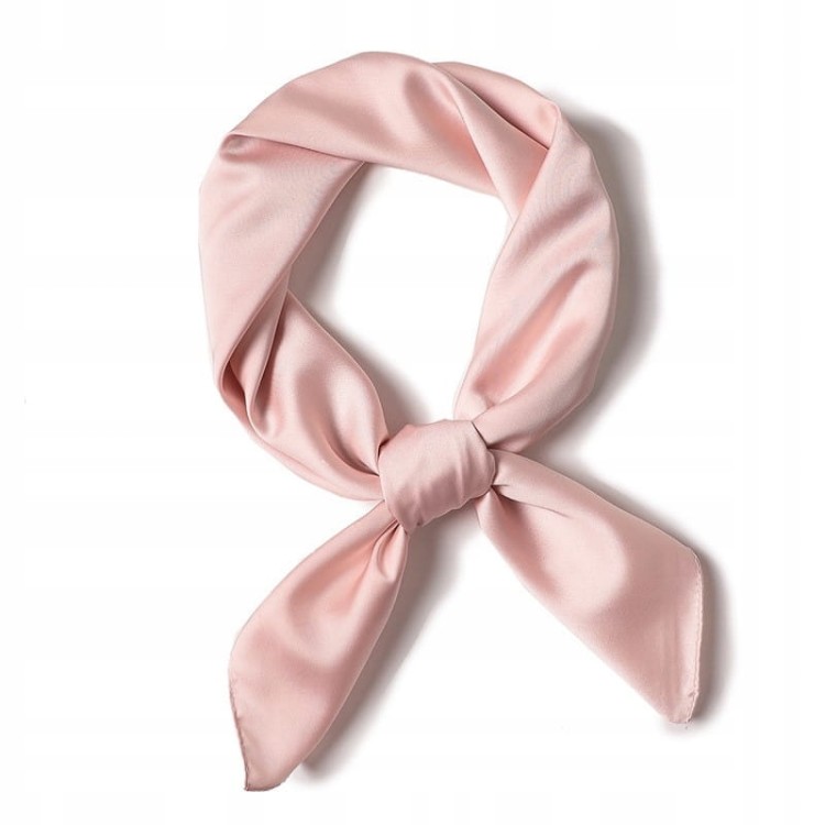 Apaszka chusta na szyję włosy różowa satynowa