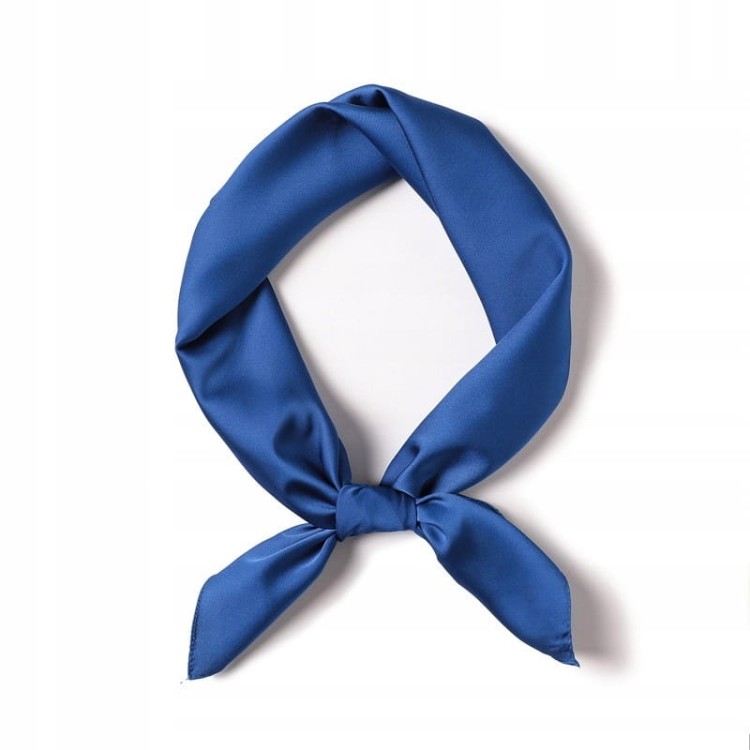 Apaszka chusta na szyję włosy niebieska satynowa